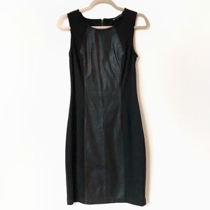 Blanc Noir Faux Leather Panel Dress